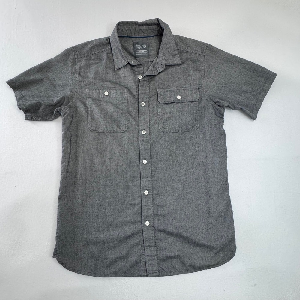 Mountain Hardwear Mens Short Sleeve Button Up Shirt Charcoal Gray Small